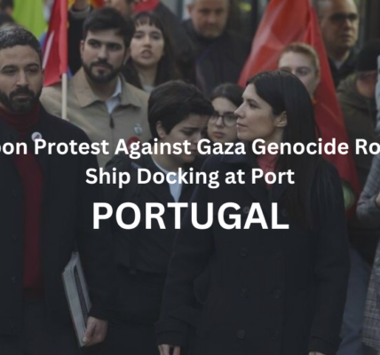 Lisbon Protest Against Gaza Genocide Route Ship Docking at Port