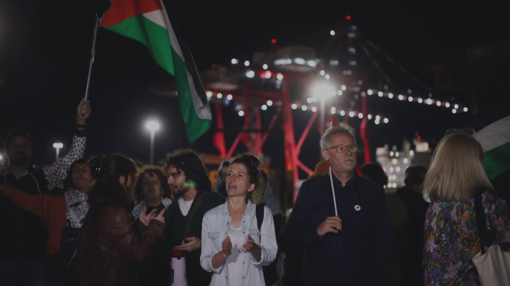 Lisbon protest against Gaza genocide route ship